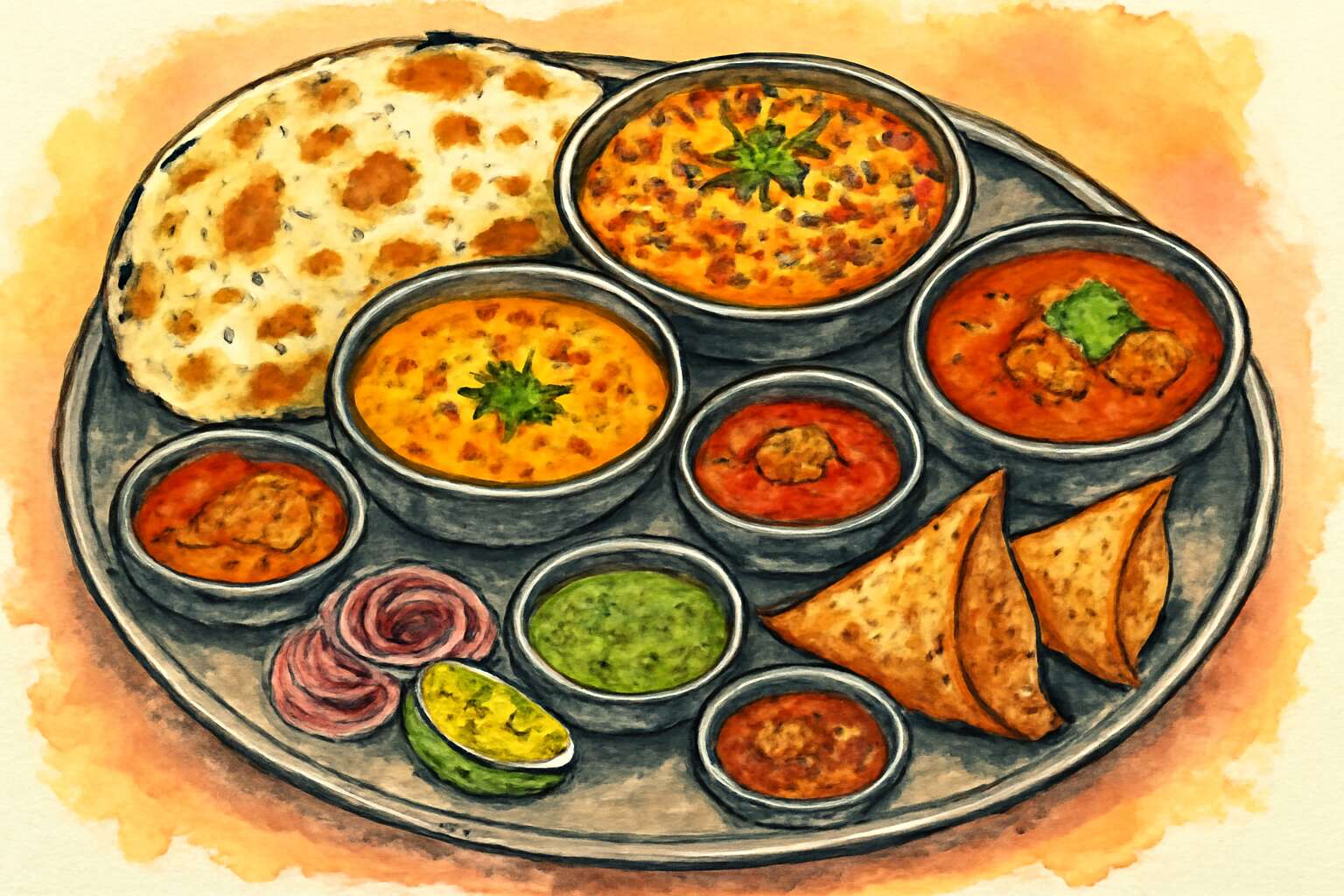indian food drawing